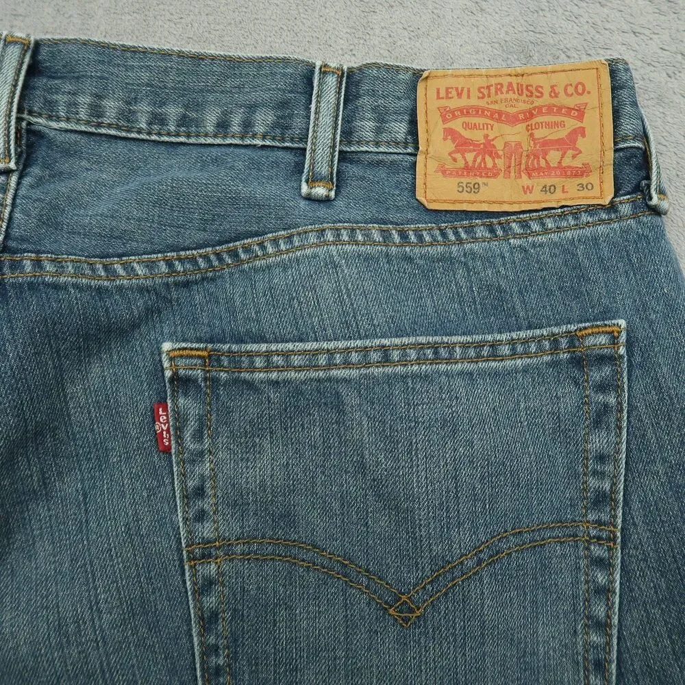 Levi's 559 Jeans Mens Size 40x30 Blue Relaxed Straight 100% Cotton Denim Pants